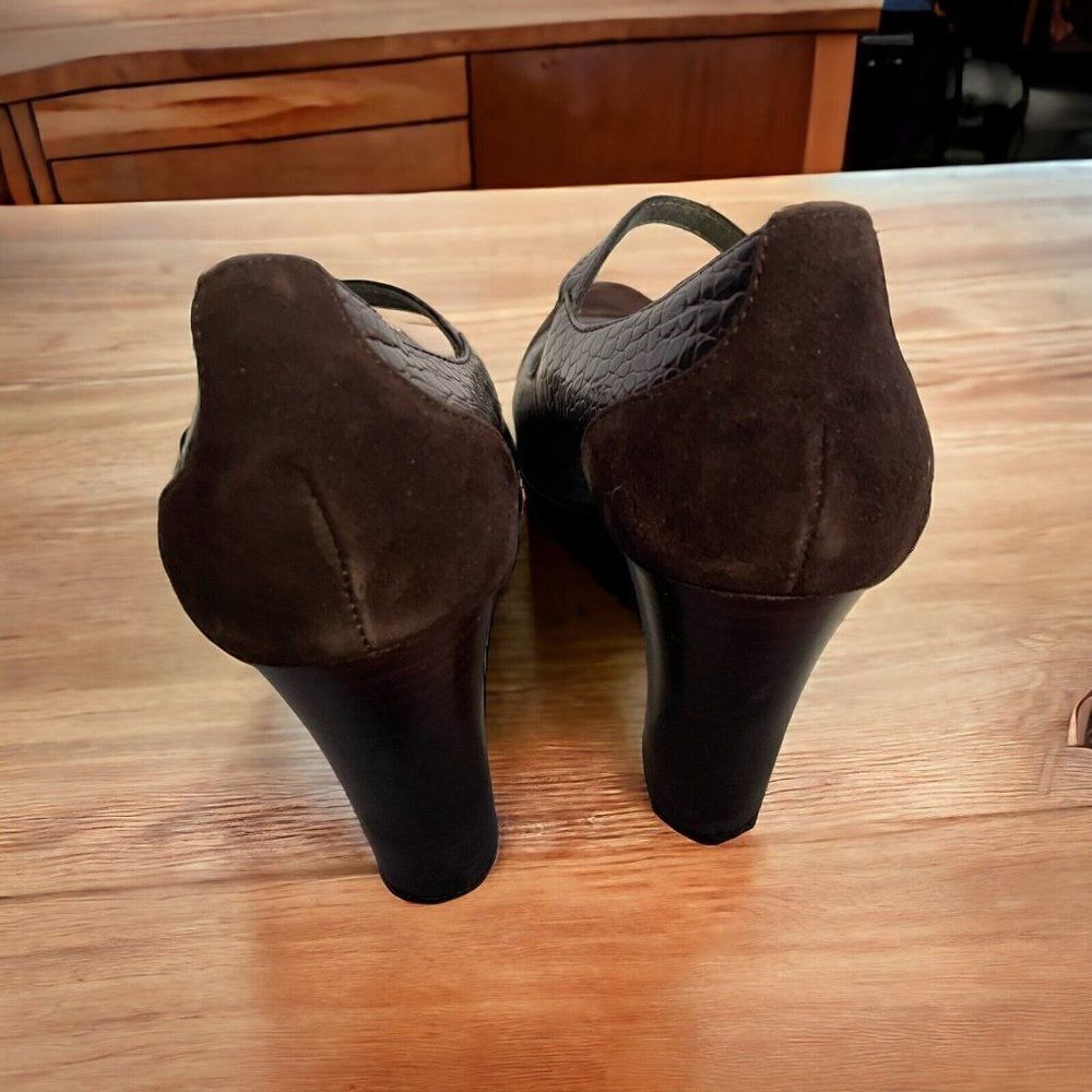 Franco Sarto Darius Closed toe Faux croc brown shoes 7.5 - Picture 7 of 8